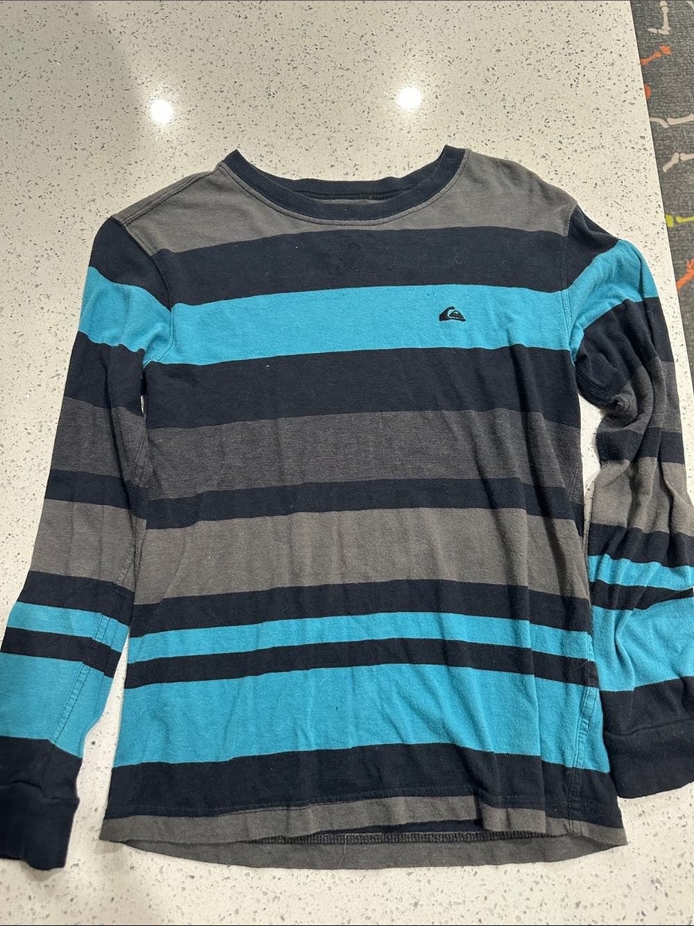 Quiksilver Boys Blue, Navy & Gray Striped Long Sleeve Tee